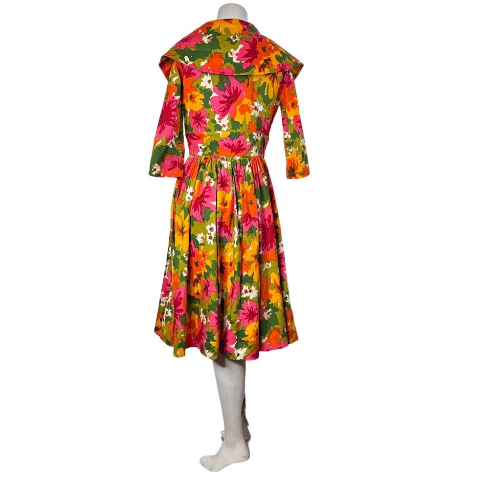 TRASHY DIVA Sz 6 Kelly Cutaway Coat Dress Mod 1960s Dayglow Floral Print 60s M - Picture 6 of 16
